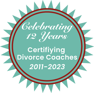 Badge celebrating 10 years certifying divorce coaches