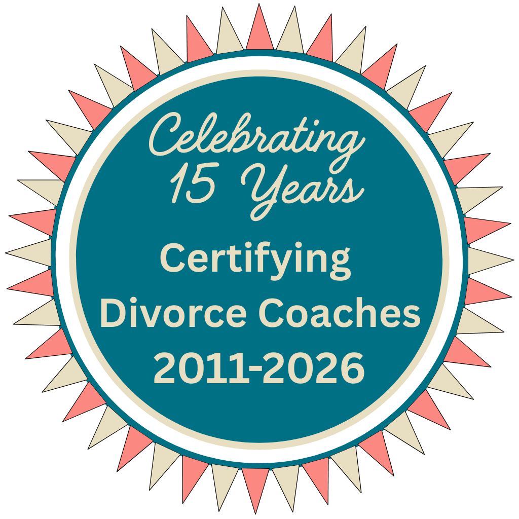 Badge celebrating 10 years certifying divorce coaches